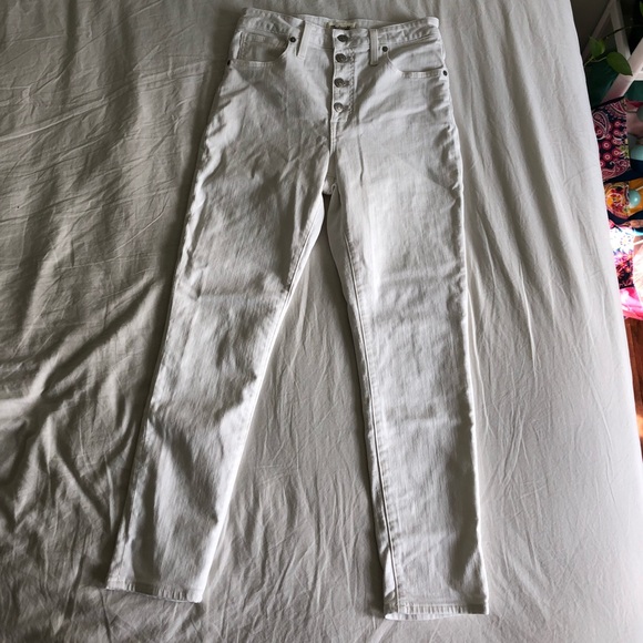 Madewell curvy high-rise skinn crop jeans in pure white: button-front edition 28 - Picture 3 of 8